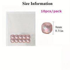 10pcs Rhinestone Nail Art for Home and Salon Use Mocha Pink Moonlight Colors