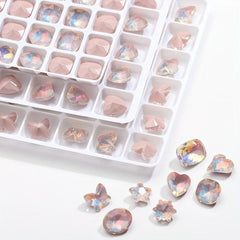 10pcs Rhinestone Nail Art for Home and Salon Use Mocha Pink Moonlight Colors