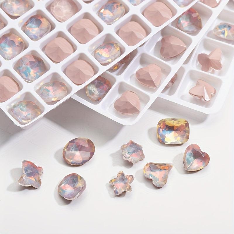 10pcs Rhinestone Nail Art for Home and Salon Use Mocha Pink Moonlight Colors