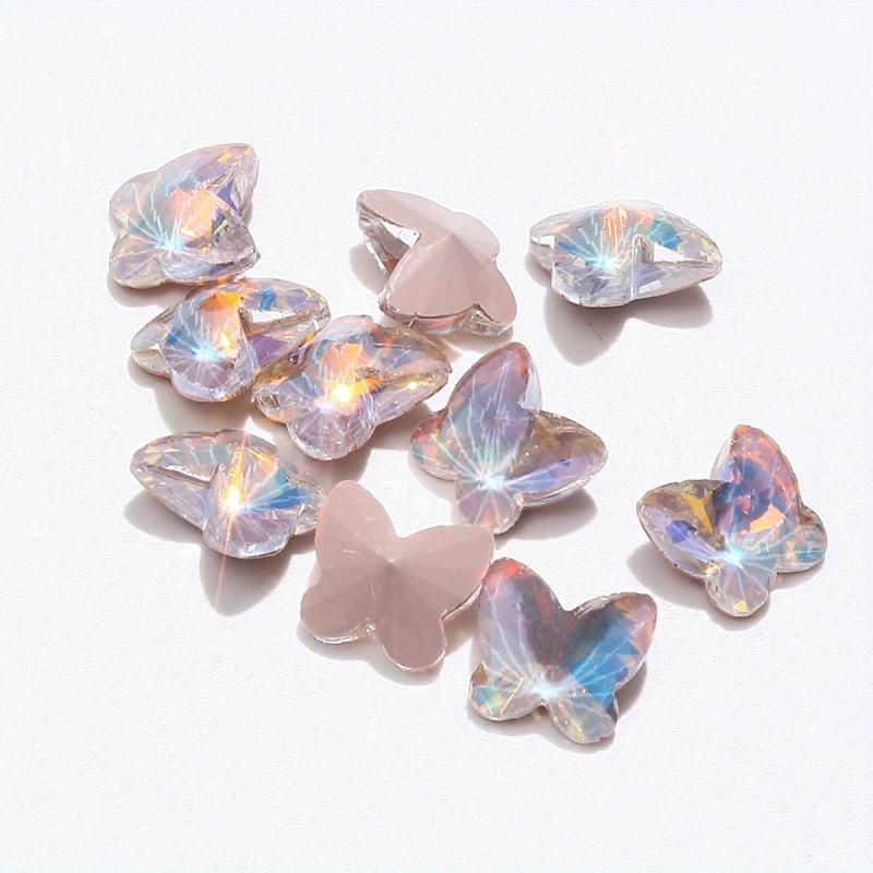 10pcs Rhinestone Nail Art for Home and Salon Use Mocha Pink Moonlight Colors