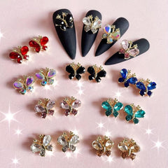 3D Clear Crystal Butterfly Nail Charms Rhinestone