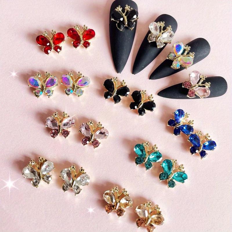 3D Clear Crystal Butterfly Nail Charms Rhinestone