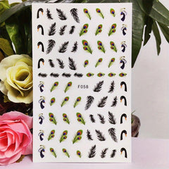 Peacock Feather Nail Stickers for Women Fashionable Nail Art Sticker