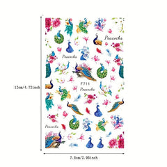 Peacock Feather Nail Stickers for Women Fashionable Nail Art Sticker