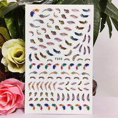 Peacock Feather Nail Stickers for Women Fashionable Nail Art Sticker