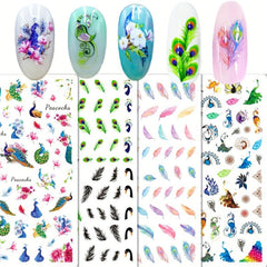 Peacock Feather Nail Stickers for Women Fashionable Nail Art Sticker
