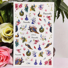 Peacock Feather Nail Stickers for Women Fashionable Nail Art Sticker