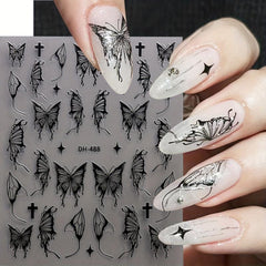 6pcs Laser Butterfly Nail Art Stickers Self Adhesive Holographic Decals