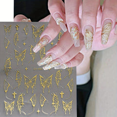 6pcs Laser Butterfly Nail Art Stickers Self Adhesive Holographic Decals