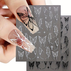 6pcs Laser Butterfly Nail Art Stickers Self Adhesive Holographic Decals