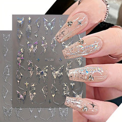 6pcs Laser Butterfly Nail Art Stickers Self Adhesive Holographic Decals