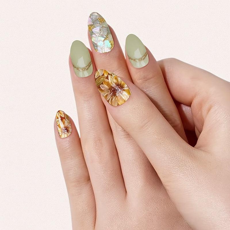 Chrysanthemum Nail Polish Strips Full Nail Wraps for Women and Girls