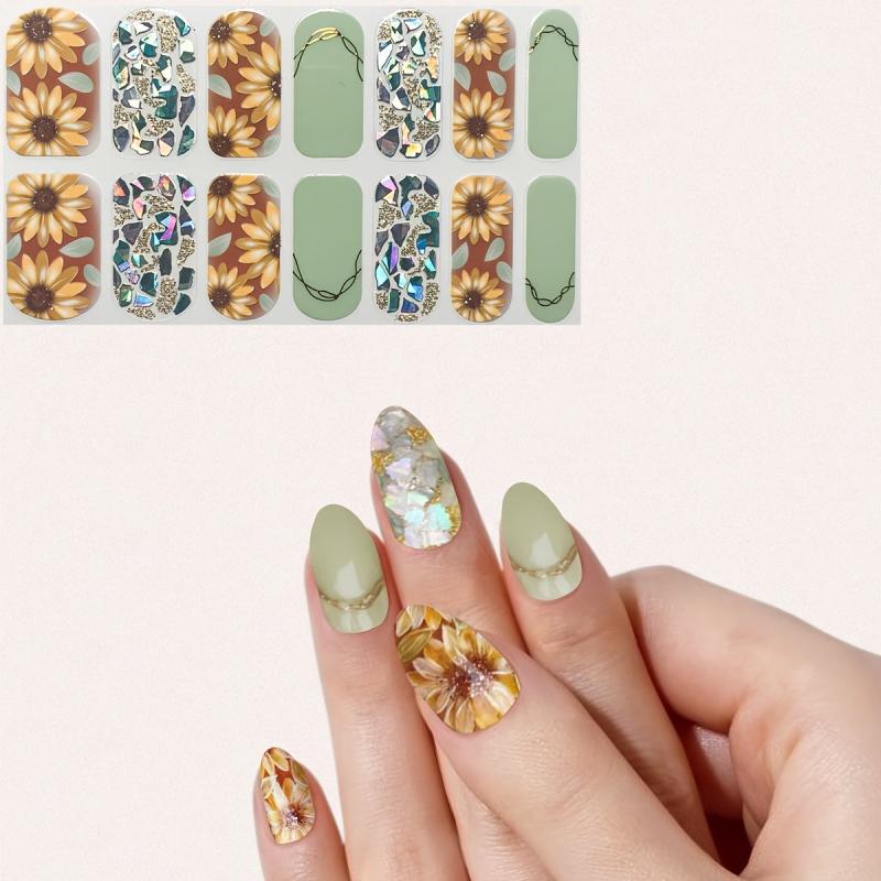 Chrysanthemum Nail Polish Strips Full Nail Wraps for Women and Girls