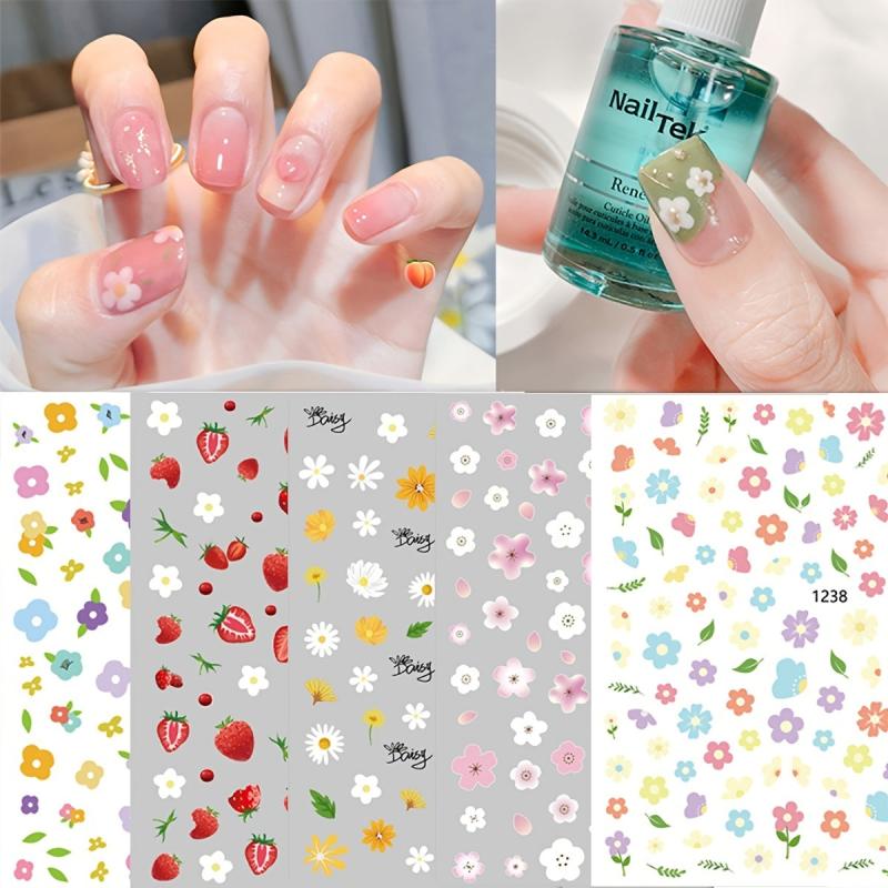 Summer Daisy Fruits Florals Petals Flowers Nail Stickers
