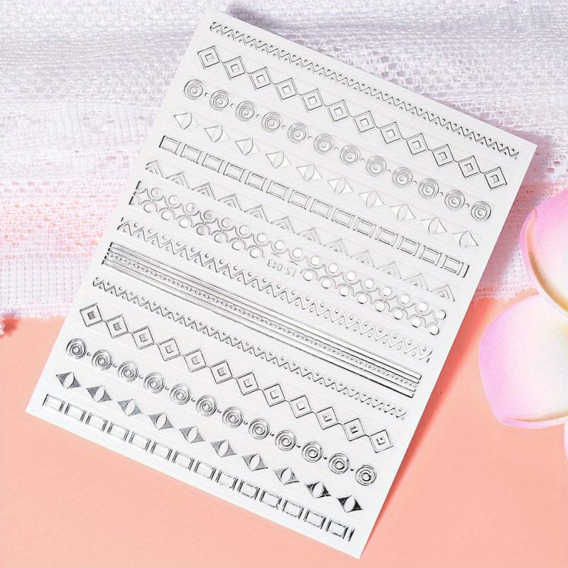 3D Golden Metallic Nail Art Stickers Geometric Texture Line DIY Manicure Tools