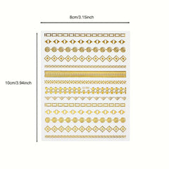 3D Golden Metallic Nail Art Stickers Geometric Texture Line DIY Manicure Tools