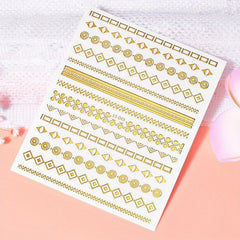 3D Golden Metallic Nail Art Stickers Geometric Texture Line DIY Manicure Tools