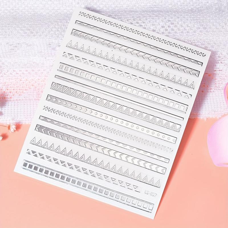 3D Golden Metallic Nail Art Stickers Geometric Texture Line DIY Manicure Tools