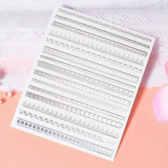 3D Golden Metallic Nail Art Stickers Geometric Texture Line DIY Manicure Tools