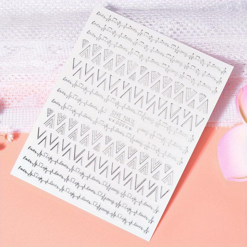 3D Golden Metallic Nail Art Stickers Geometric Texture Line DIY Manicure Tools