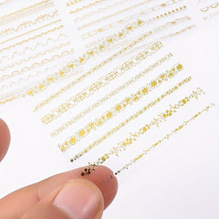 Bronzing Line Nail Stickers 3D Self Adhesive