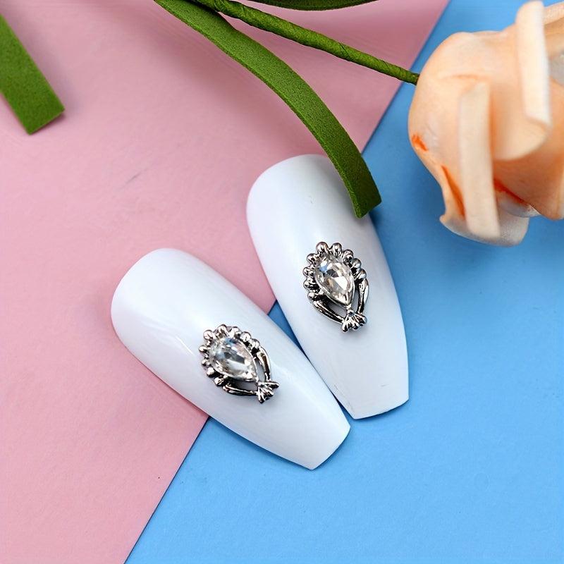 10pcs Alloy Nail Art Charms With Rhinestones 3D Nail Gemstones