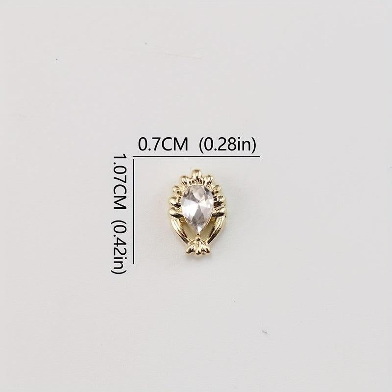 10pcs Alloy Nail Art Charms With Rhinestones 3D Nail Gemstones