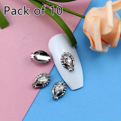 10pcs Alloy Nail Art Charms With Rhinestones 3D Nail Gemstones