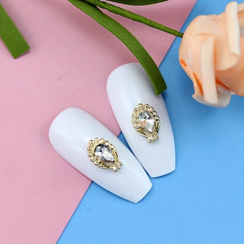 10pcs Alloy Nail Art Charms With Rhinestones 3D Nail Gemstones