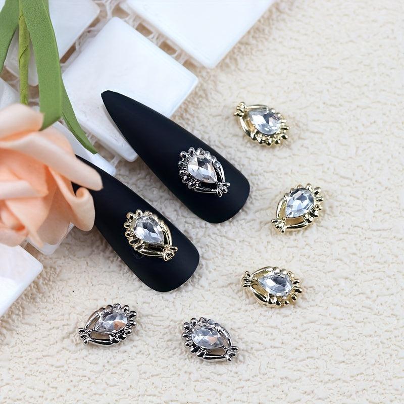 10pcs Alloy Nail Art Charms With Rhinestones 3D Nail Gemstones