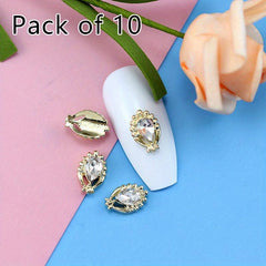 10pcs Alloy Nail Art Charms With Rhinestones 3D Nail Gemstones