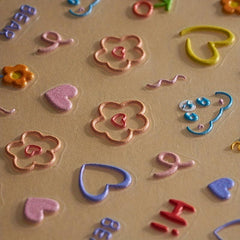 5D Embossed Nail Stickers Decals Cartoon Nail Sticker for Manicure