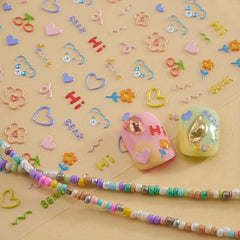 5D Embossed Nail Stickers Decals Cartoon Nail Sticker for Manicure