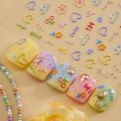 5D Embossed Nail Stickers Decals Cartoon Nail Sticker for Manicure