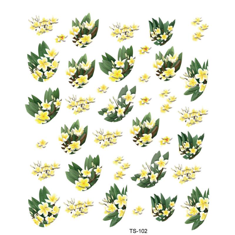 Yellow Flower Nail Art Stickers 5D Embossed Self Adhesive Resin Decals