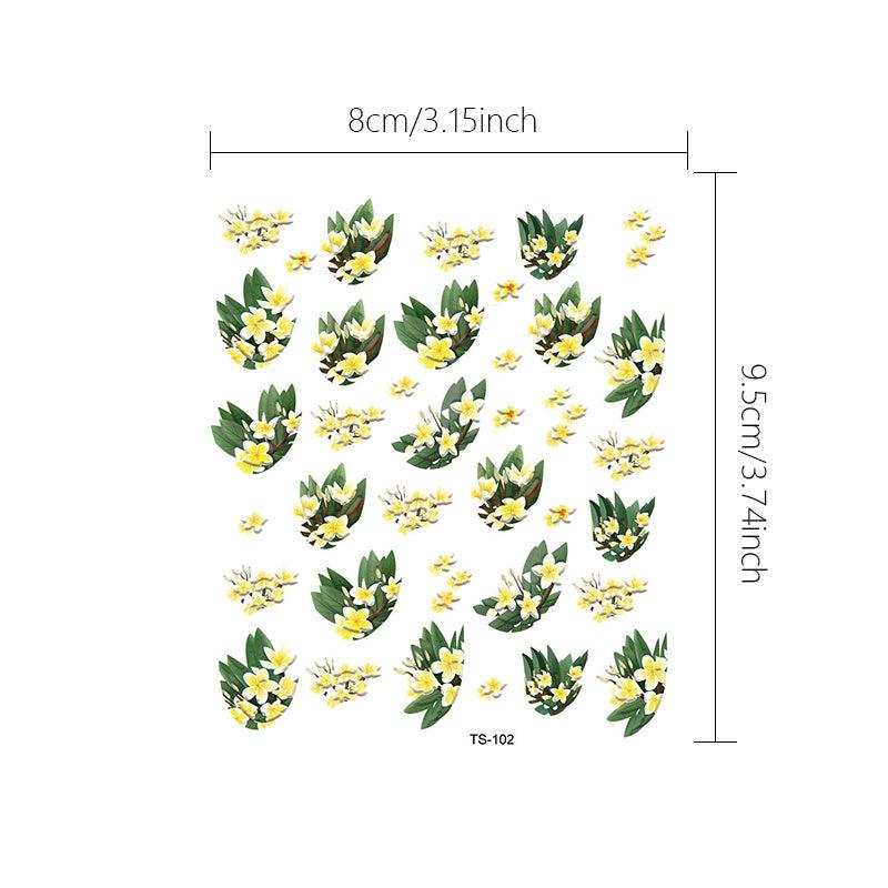 Yellow Flower Nail Art Stickers 5D Embossed Self Adhesive Resin Decals