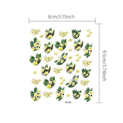 Yellow Flower Nail Art Stickers 5D Embossed Self Adhesive Resin Decals