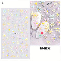 5D Embossed Bear Bunny Lavender Nail Stickers For Women
