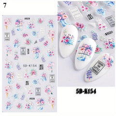 5D Embossed Bear Bunny Lavender Nail Stickers For Women