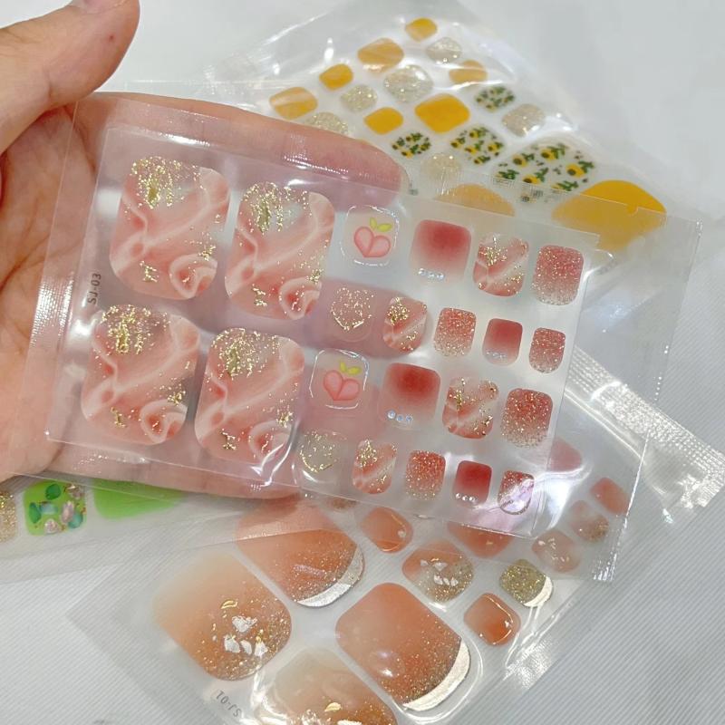 5 Sheets Full Wrap Toenail Art Stickers - Self Adhesive Toe Nail Details