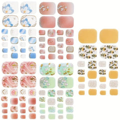 5 Sheets Full Wrap Toenail Art Stickers - Self Adhesive Toe Nail Details