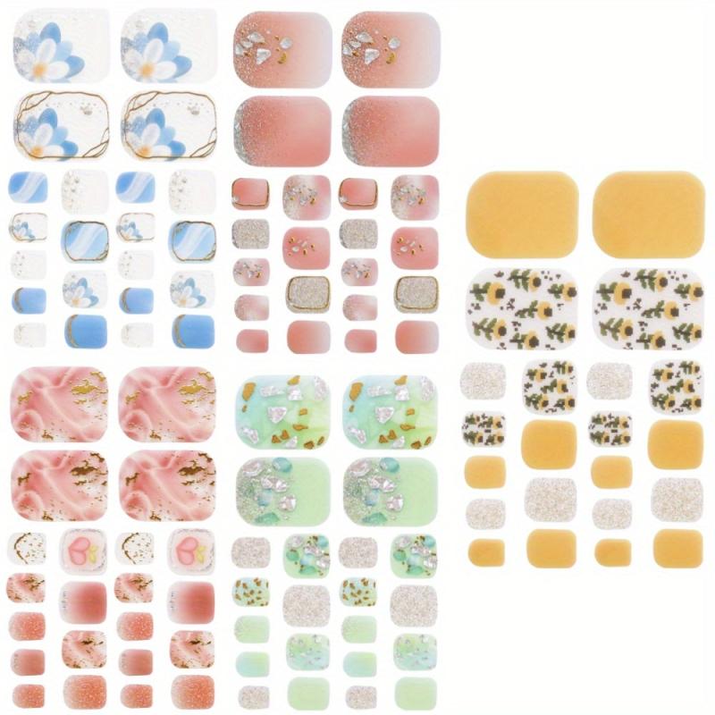 5 Sheets Full Wrap Toenail Art Stickers - Self Adhesive Toe Nail Details