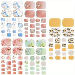 5 Sheets Full Wrap Toenail Art Stickers - Self Adhesive Toe Nail Details
