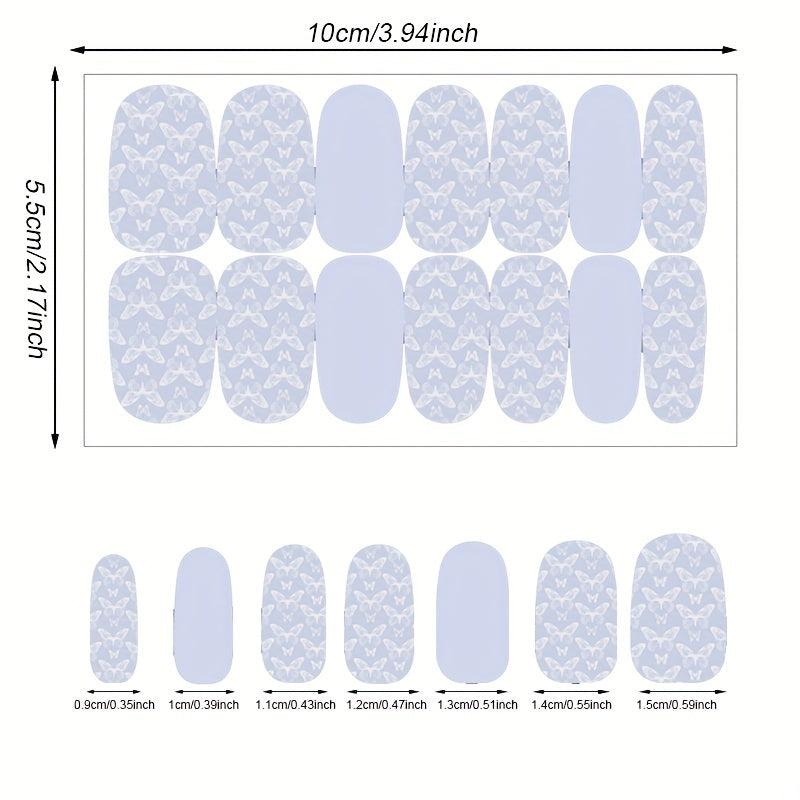 Solid Nail Polish Stickers With Butterfly Self Adhesive Nail Art Decal Strips