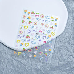 5D Embossed Nail Stickers Cartoon Nail Art Decals for Girls