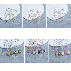 5D Embossed Nail Stickers Cartoon Nail Art Decals for Girls