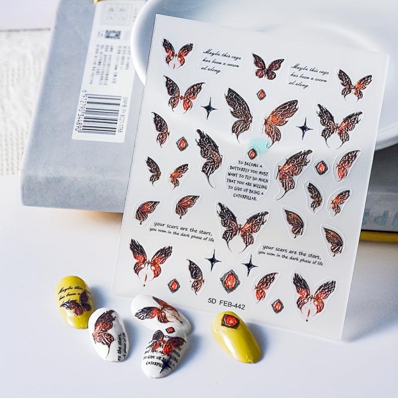 5D Butterfly Nail Decals Nail Art Stickers Set Self Adhesive Manicure Decoration