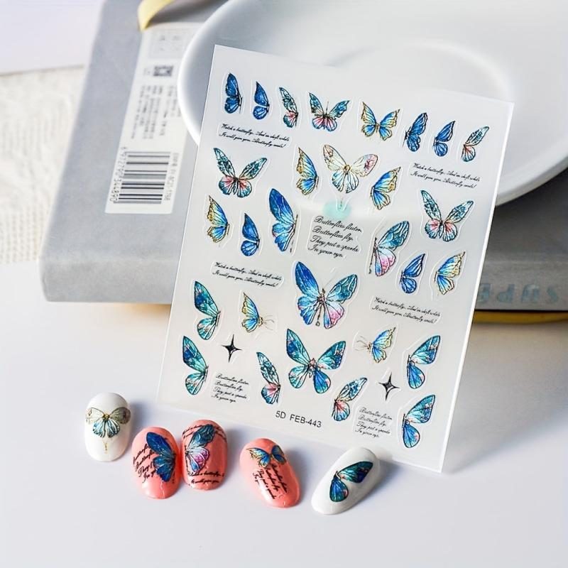 5D Butterfly Nail Decals Nail Art Stickers Set Self Adhesive Manicure Decoration