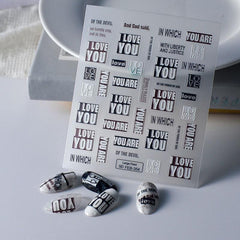 5D Embossed Nail Stickers I LOVE YOU Nail Decals DIY Nail Art Accessories