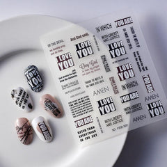 5D Embossed Nail Stickers I LOVE YOU Nail Decals DIY Nail Art Accessories